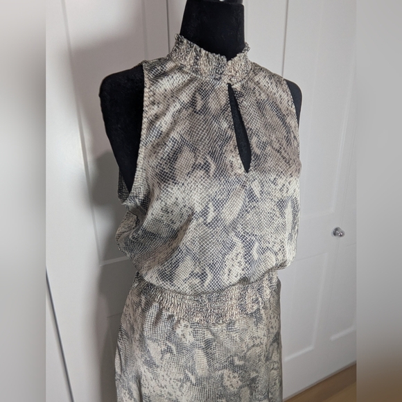 Evereve Allison Joy Cora Womens Midi Dress Snake Print Sleeveless sz L Wedding - Picture 5 of 13